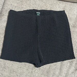 Wild Fable Black Textured High Waist Tight Bloomer Shorts